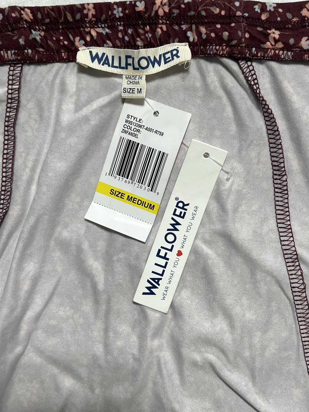 Wallflower Burgundy Floral Button-Front Skater Skirt - Picture 3 of 6